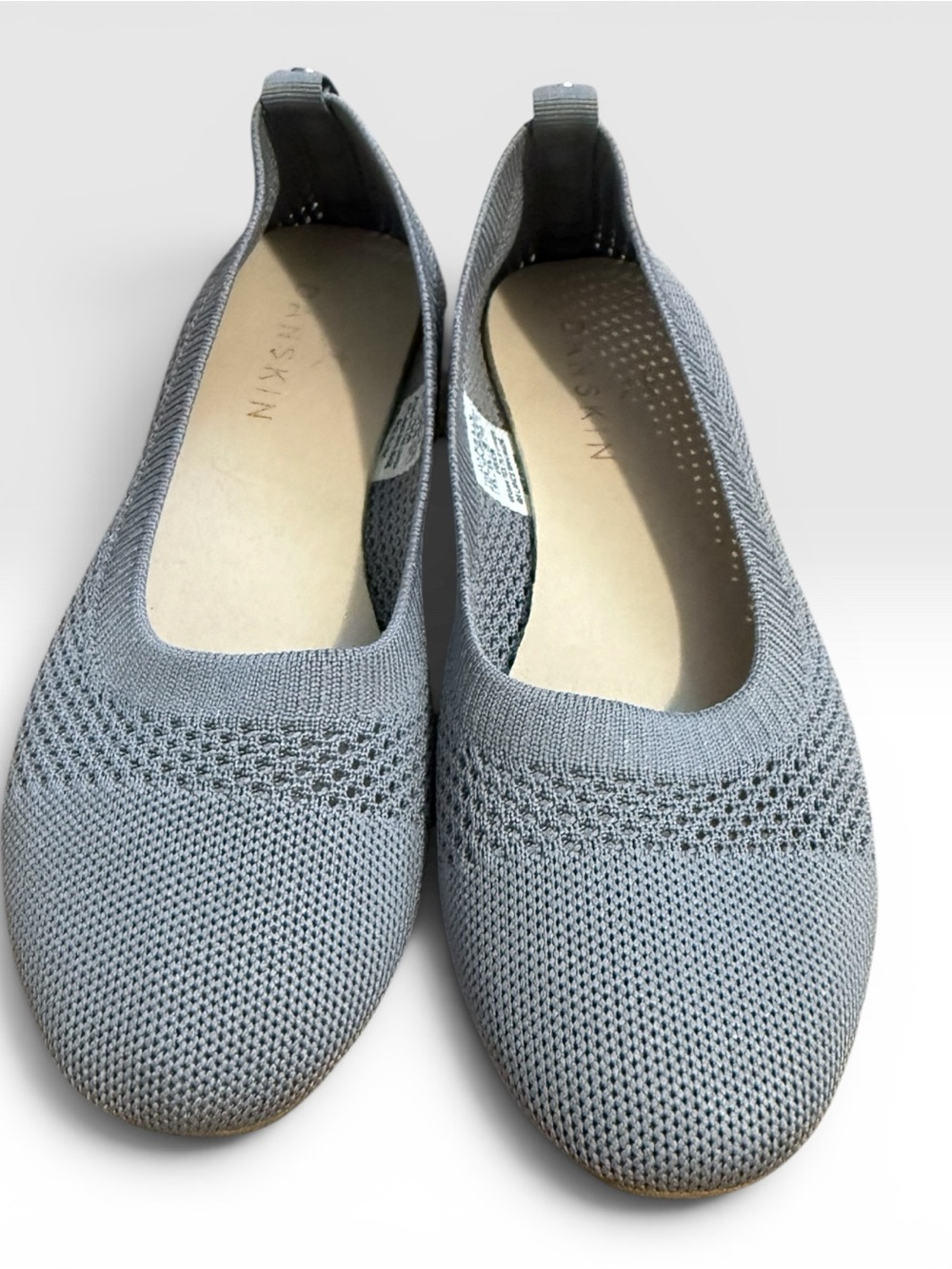 Danskin Vision Gray Knit Ballet Flats Women’s Size 5.5 Vegan Comfort Shoes